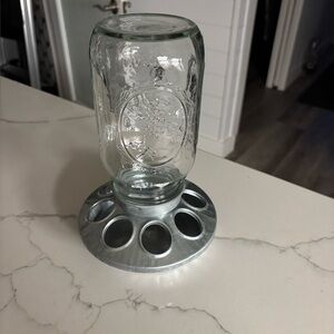 Glass Mason Jar with Metal Base